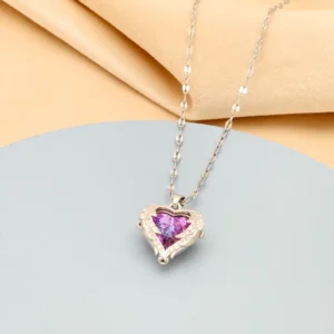 Collier cœur en cristal multicolore – vue principale