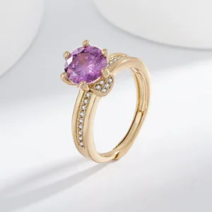 Bague dorée avec pierre – vue principale