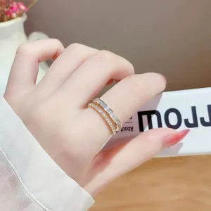 Bague élégante bicolore Aube Argentée